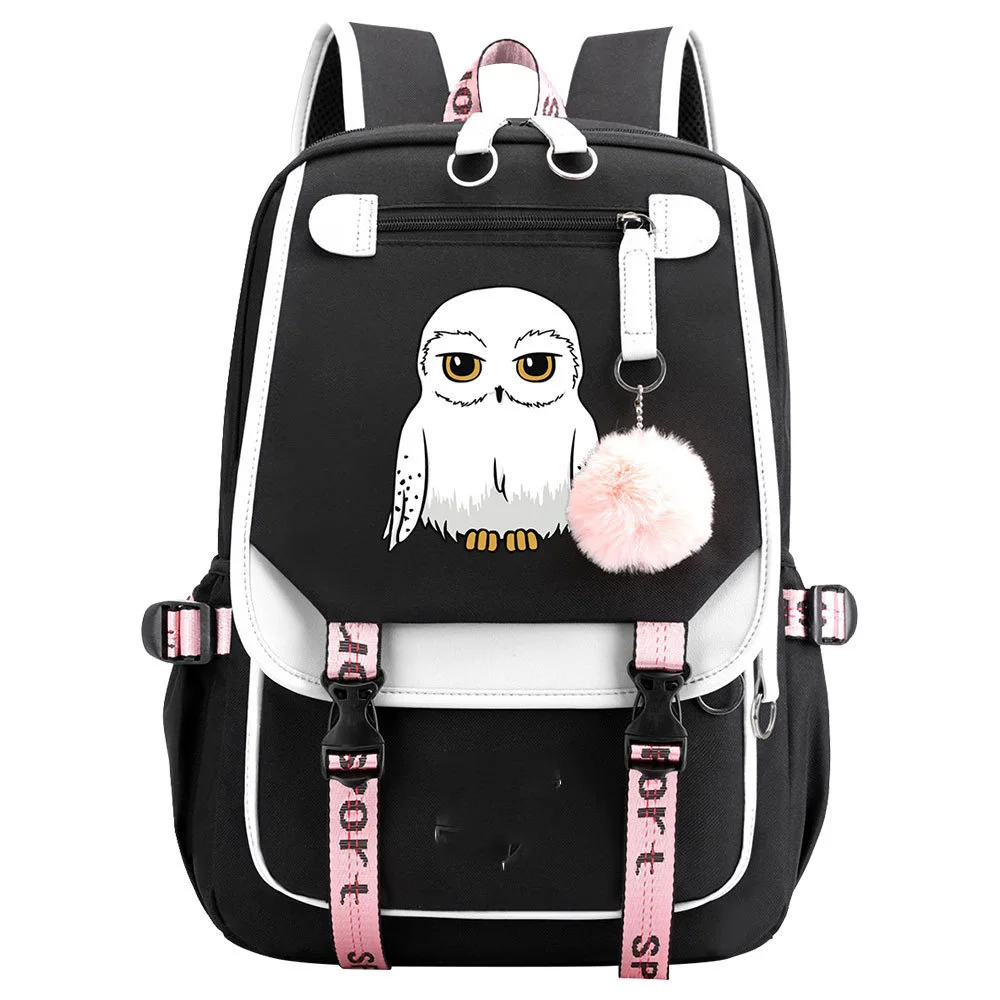 

Anime Hedwig Night Owl Backpack Nylon School Book Student Travel Bags Laptop Casual USB Port Messenger Bag