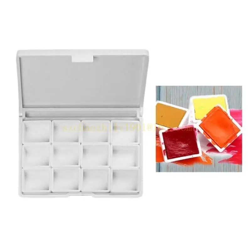 

62KA 12 Well Paint Case with Dustproof Lid Portable Watercolor Paint Mixing Tray