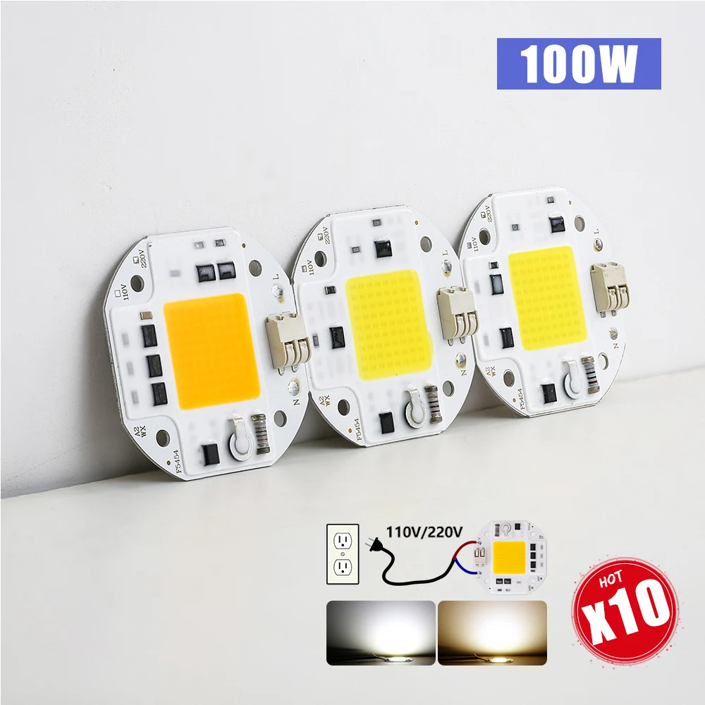 110V 220V LED Chip 10PCS 50W 70W 100W COB Chip LED Lamp Beads for Flood Light Spotlight Lampada DIY Lighting Welding Free