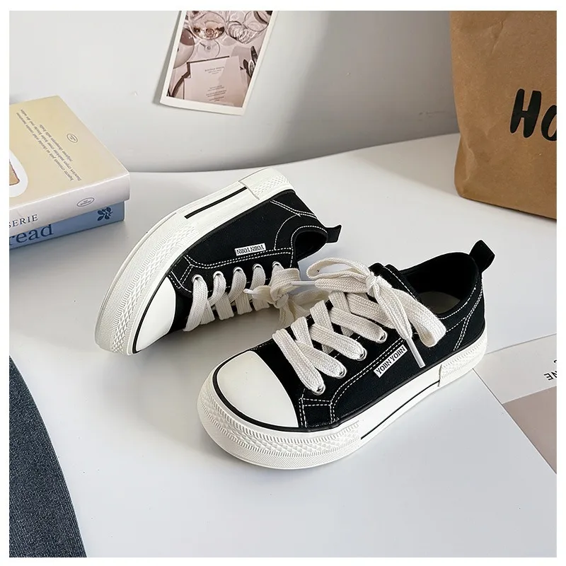 Women's Casual Canvas Shoes Flat Solid Colour Student Sneakers_voghion.com