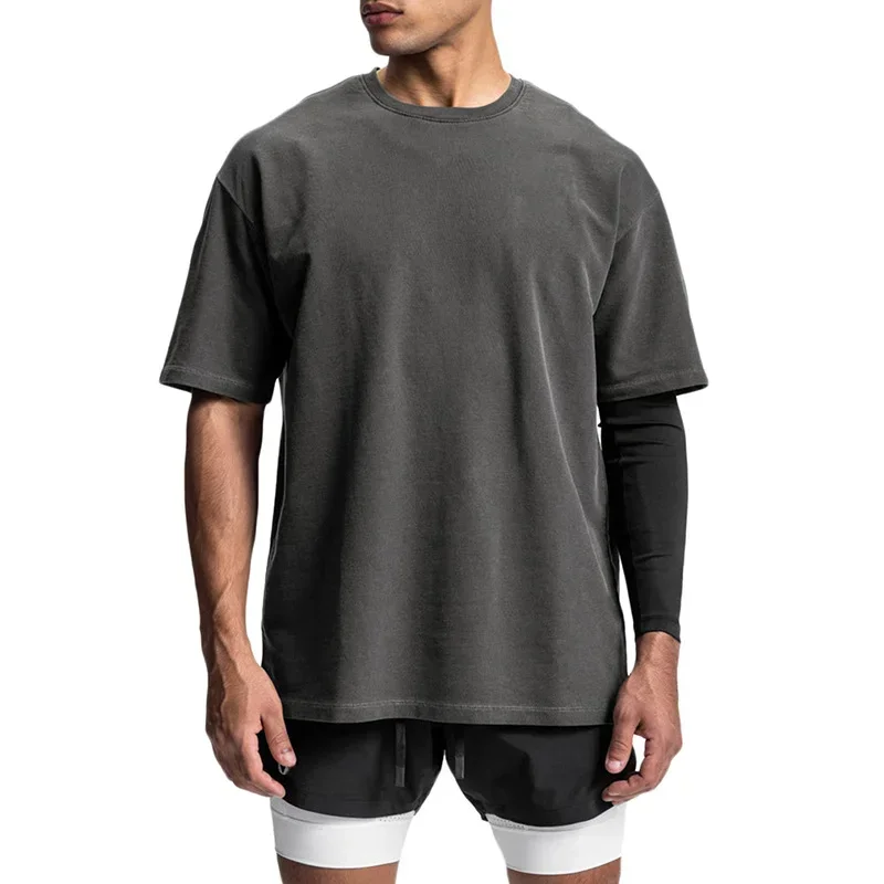 

Boys Plus Size Summer Cotton T-shirt Short Sleeve Washed Distressed Tshirt Oversize Man Casual Vintage Loose Sports Tee Shirt