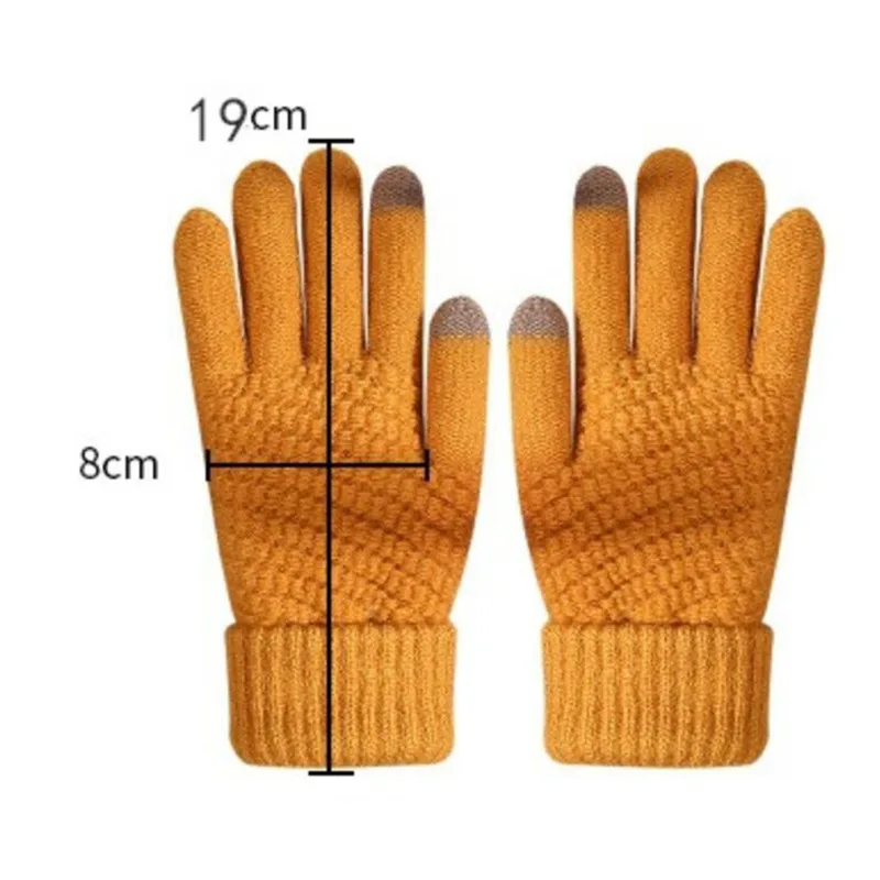 Winter Touch Screen Gloves Women Men Warm Stretch Knit Mittens Imitation Wool Full Finger Guantes Female Crochet Luvas Thicken