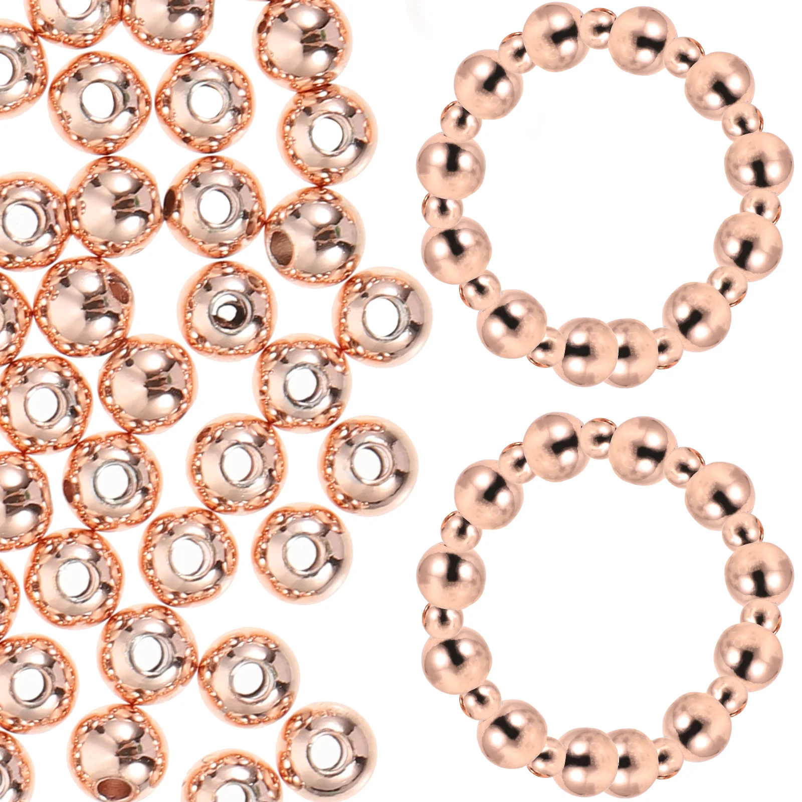 200 Pcs Bracelet Metal Beads Gemstone Massive Kits Rhinestone Spacer Round Spacers for Jewelry Making Craft Copper Bracelets