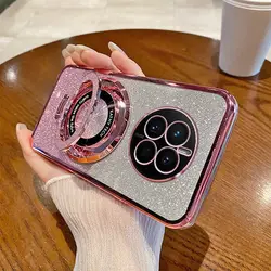 For OPPO Realme 12 Pro Plus Case Soft Bling Glitter With Ring Magnetic Protective Back Cover Case For Realme 12 12Pro Plus Shell