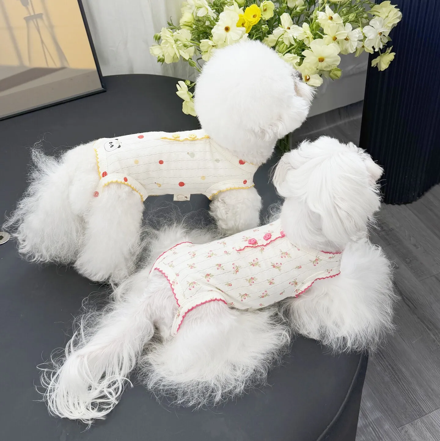 

Soft Thin Cotton Puppy Rompers Home Wear Simple Floral Print Jumpsuits For Small Medium Dog Spring Summer Pet Clothes Chihuahua