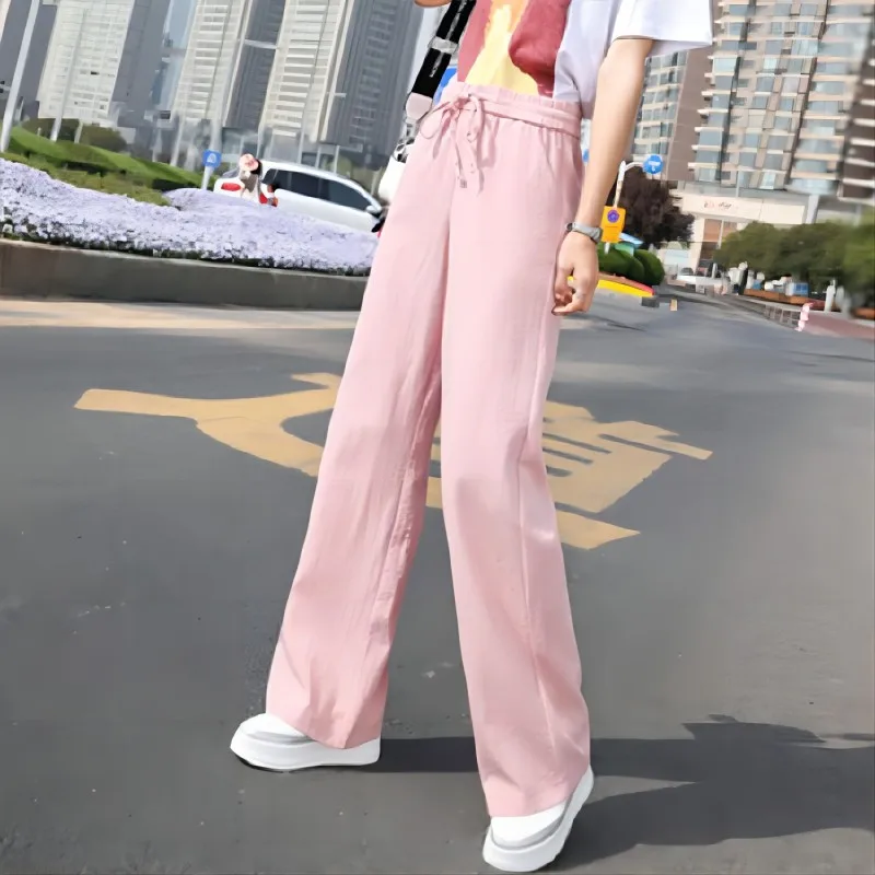 2024 New Casual Women\'s Wear Summer And Autumn In Europe America And Europe Large Loose Cotton Hemp Casual Pants