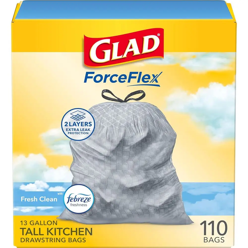 

High-Capacity 13-Gallon White Kitchen Trash Bags, 110 Count, Fresh Scent