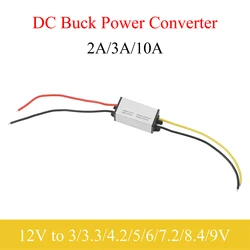 DC 12V to 3V/3.3V/3.7V/4.2V/5V/6V/7.2V/8.4V/9V Power Converter 2A 3A 10A Buck Regulator Step-Down Voltage Supply Moudle For Car