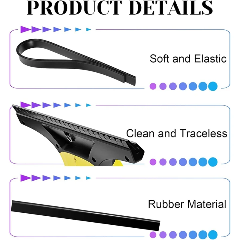 B25B Window Cleaning Mop Cover Replacement Set Microfiber With 2 Rubber Lip Squeegee Highly Absorbent