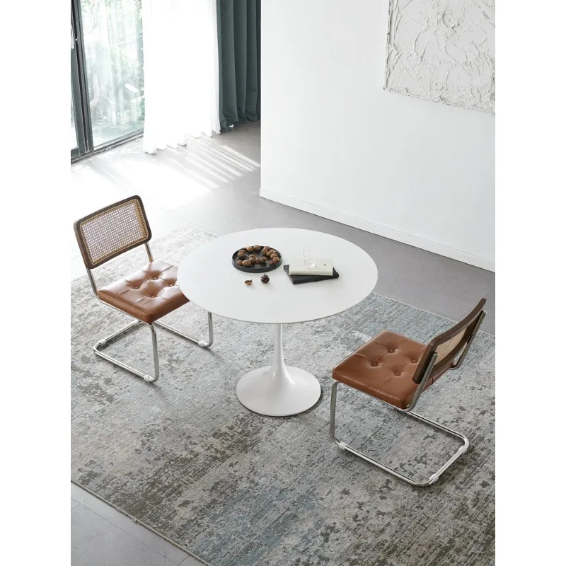 Wabi Sand Wind Slate Round Dining Table Light Luxury Small Round Table Modern Sales Office Negotiation Leisure Reception