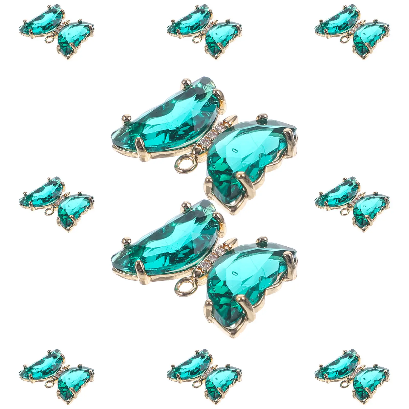 

10Pcs Butterfly Pendant Charms Crystal Glass Design Smooth Finish for Jewelry Making DIY Necklace Key Chain Hanging Decorative