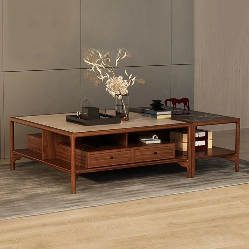 Mesa de centro de escritorio de mármol para el hogar chino, mesa de centro con función de almacenamiento