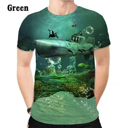 Summer Men and Women Fashion Top Casual Cool 3D Printed T-shirt Submarine T-shirt Short Sleeves Oversize XS-5XL