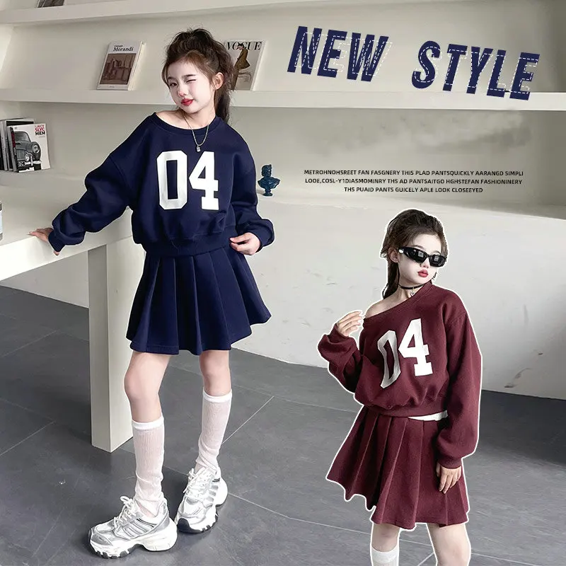 teen girls Hoodie set sweatshirt+Pleated skirt junior kids clothes suit child outfits adolecentes 4-14 menina juvenil conjuntos