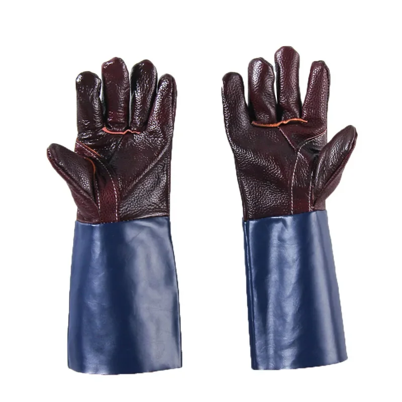Soft Wear resistant Extended Leather Welding Protective Labor Gloves