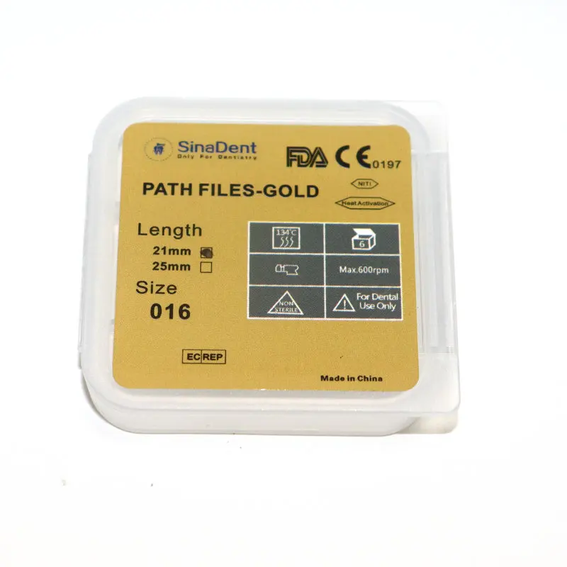 6pcs/pack Dental Endo Files Gold PATH Files 016 Heat Activation for Endodontics Dental Drills