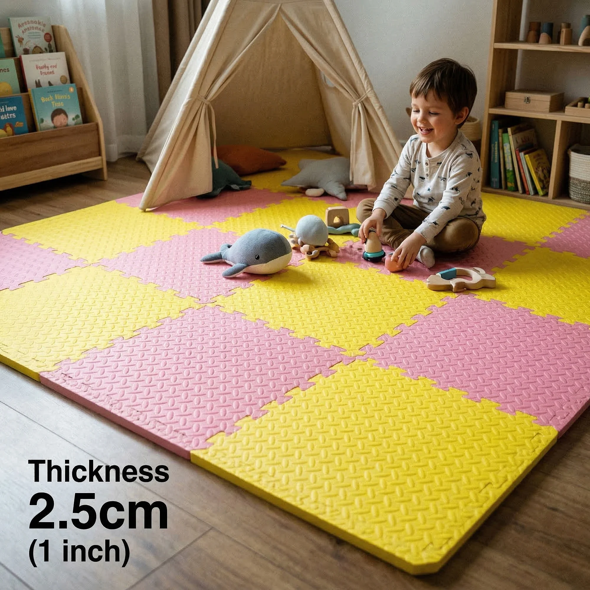 

8PCS/2.5cm Thick EVA Foam Baby Play Mat Interlocking Non Slip Puzzle Floor Mat for Kids Crawling Playroom Bedroom
