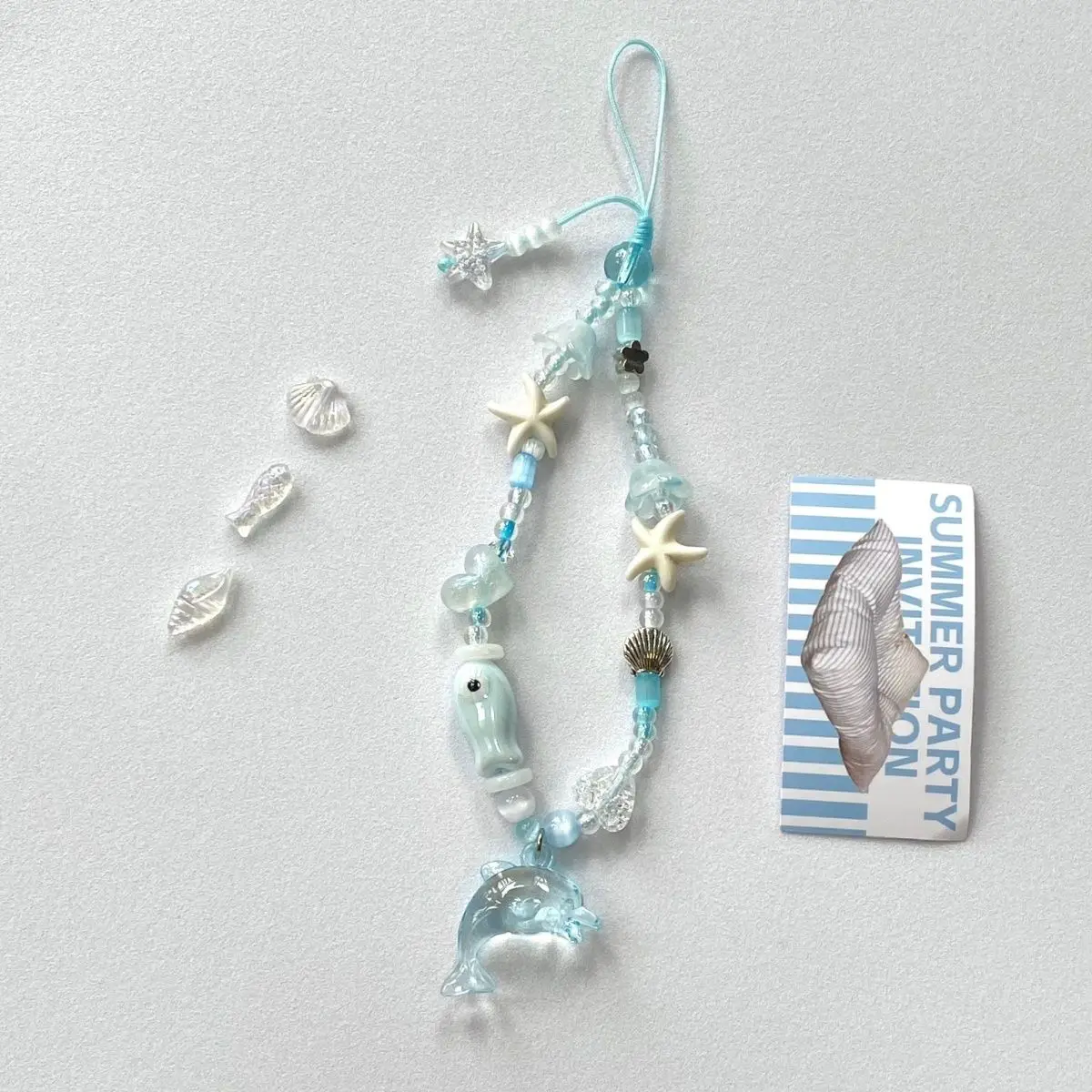 

Ремешок для телефона Ins, милый синий дельфин Y2K, аксессуары из морских бусин для iP 15, Airpods, школьный брелок для ключей, кавайные чехлы «сделай сам»