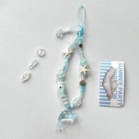 Ins Phone Strap Lanyard Cute Blue Dolphin Y2K Sea Bead Accessories For iP 15 Airpods Books Schoolbag Keychain Kawaii DIY Cases