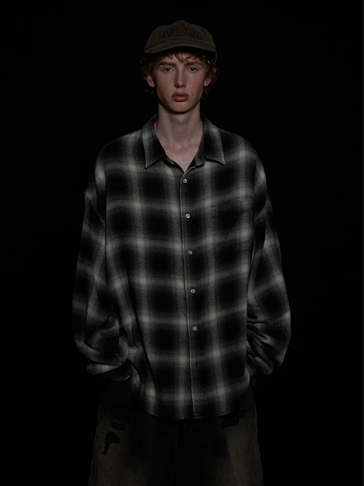 

Waed Vintage Plaid Flannel irt Long Sve PARTIMENTO Retro Fce Cheered Button-Up Cotton Men's Casual Autumn irt