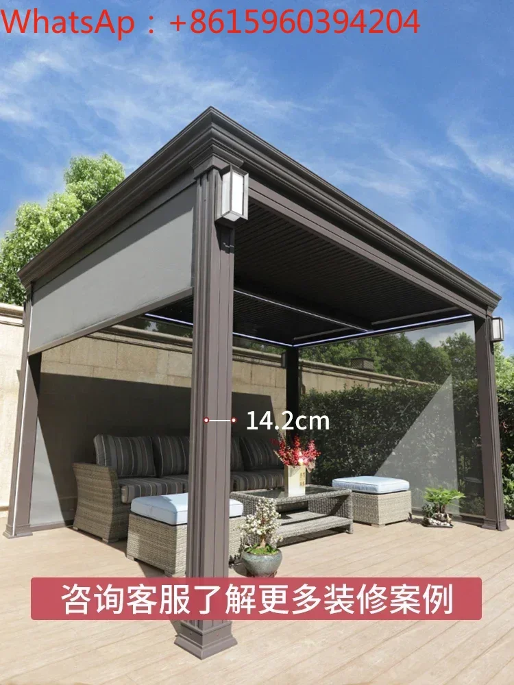 

Pavilion outdoor courtyard electric louver sunshade balcony small pavilion residential house New Chinese style Sunshine Room