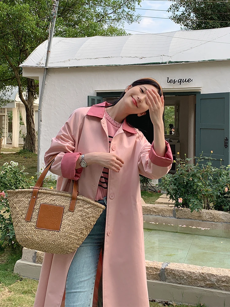 

Розовая женская куртка-ветровка с воротником-стойкой, повседневная, из полиэстера, в корейском стиле, приталенная, для города