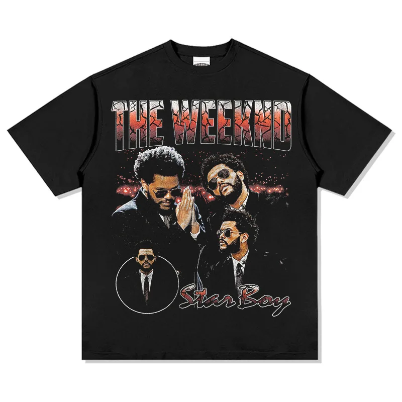

The Weeknd Starboy Graphic T-Shirt Men's & Women's Oversized Durable Cotton Retro R&B Fashion Crew Neck Daily Wear Top