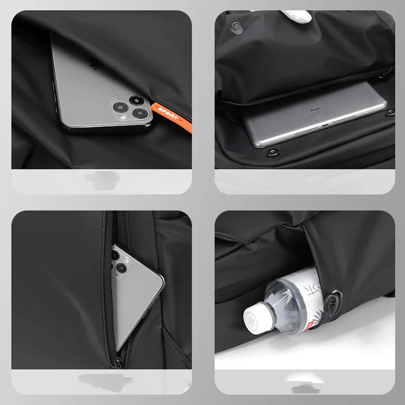 حقيبة ظهر كاجوال للرجال ذات سعة عالية وبسيطة ومتينة من جلد البولي يوريثان وخفيفة الوزن للرجال حقيبة ظهر مريحة للوصول إلى USB مرة أخرى