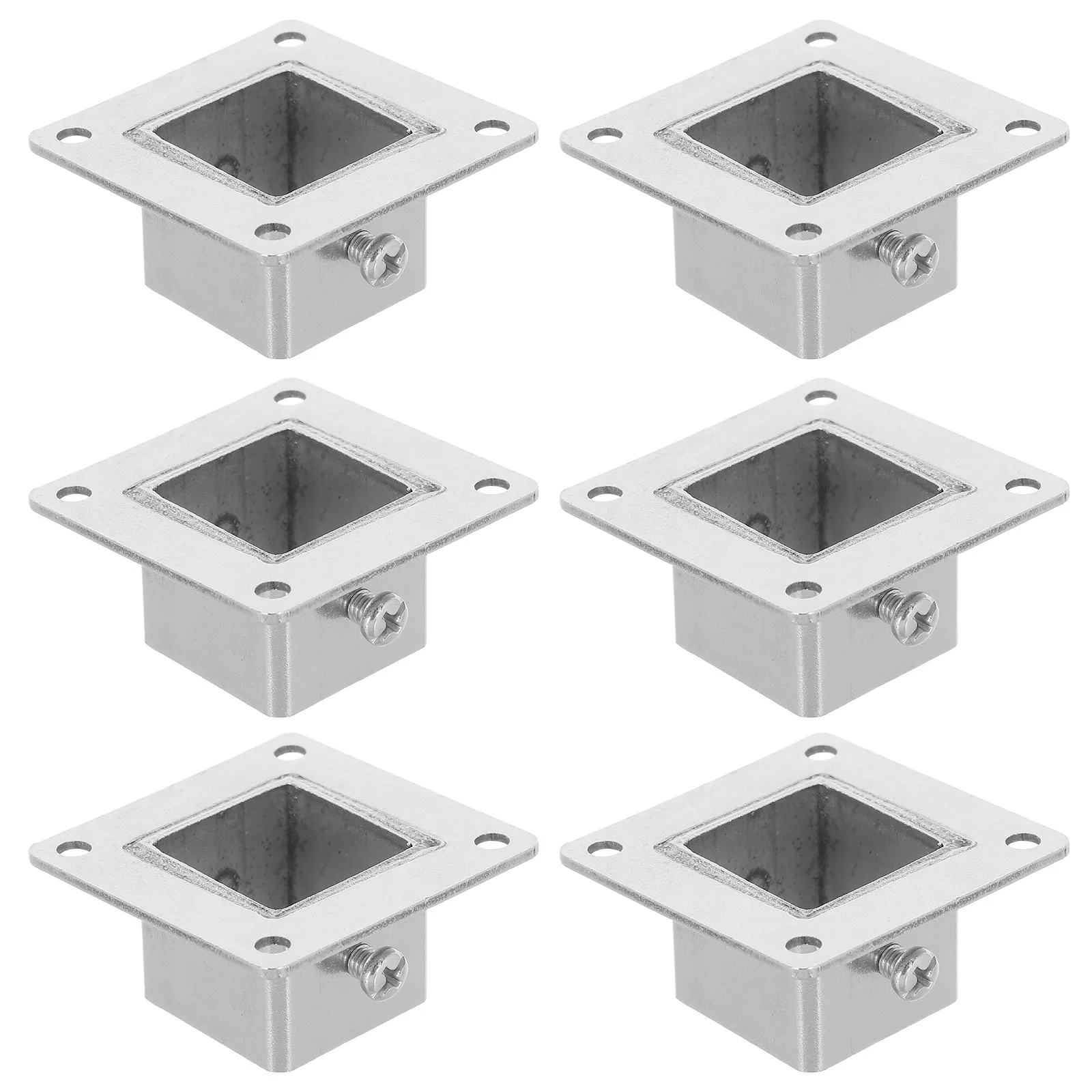 6Pcs Square Post Flange Base Stainless Steel Heavy Duty Anchor Plate Fence Post Support Bracket for Deck Railing