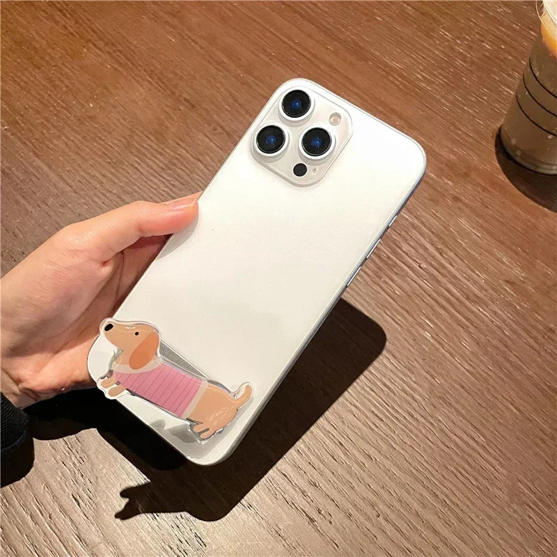 Fashion Cute Animal Dog Bracket For Iphone Portable Hidden Stand Funny Accessories Adhesive style No Trace Phone Kickstand Gift