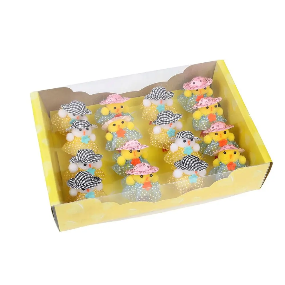 

16Pcs/Set Simulation Easter Yellow Chicks Decoration Snow Man Flocking Easter Bunny Ornaments Mini Elegant