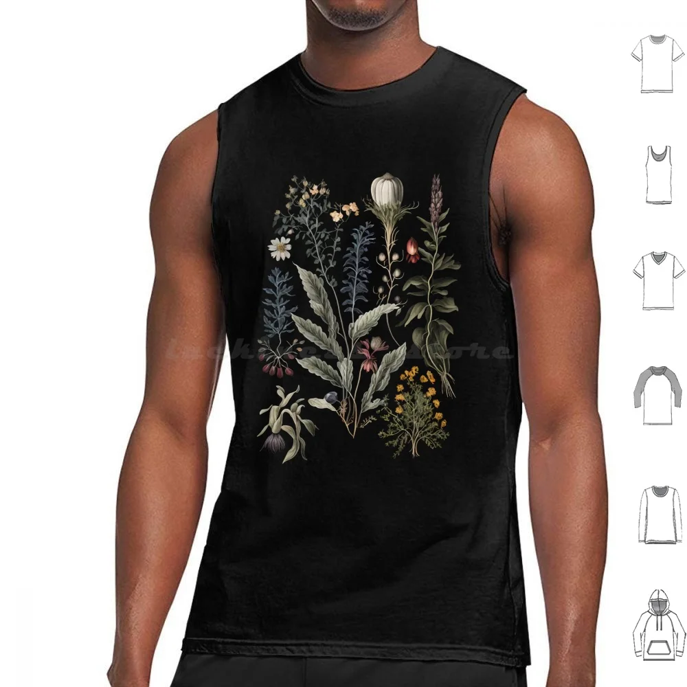 Dark Academia Herbs Tank Tops Print Cotton Dark Academia Botanicals Botanical Dark Academia Flower Floral Alchemy Herbs