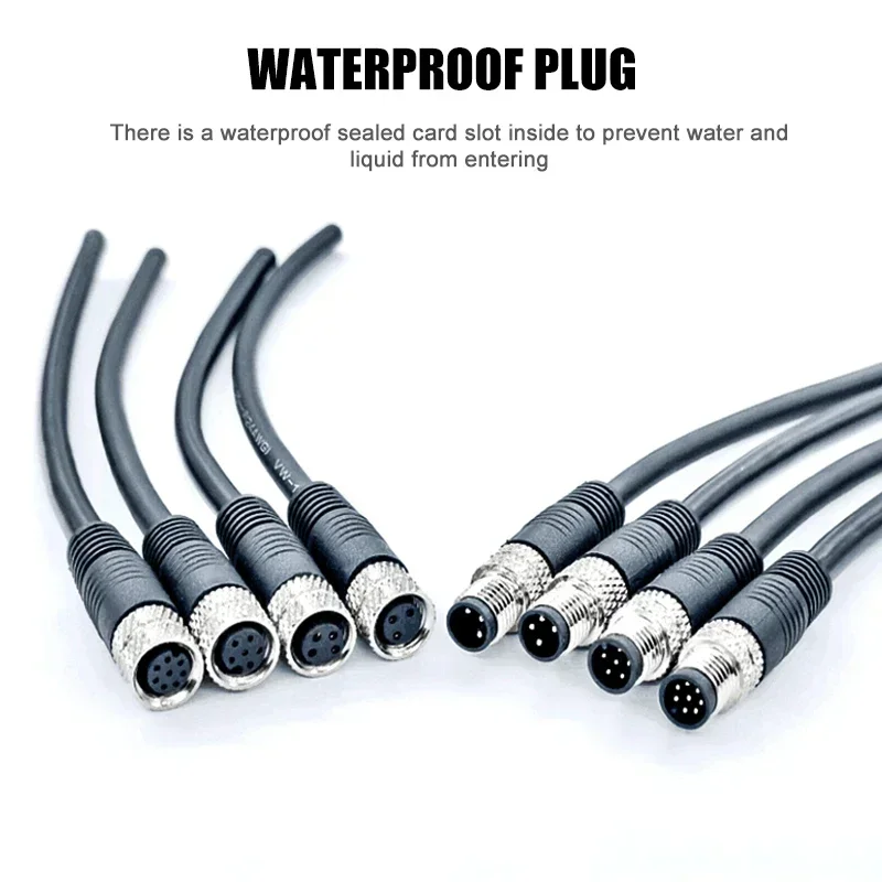 Curved Straight Head M8 Sensor Waterproof Connector Cable Industrial 3 4 6 8 Pin Injection Molded Aviation Male Female Plug Line