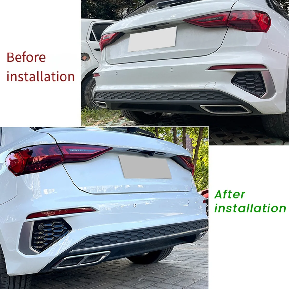 Car Tail Throat Trim Frame Exhaust Pipe Exterior Accessories for Audi A3 8Y S Line Sportback Sedan 2021+ A