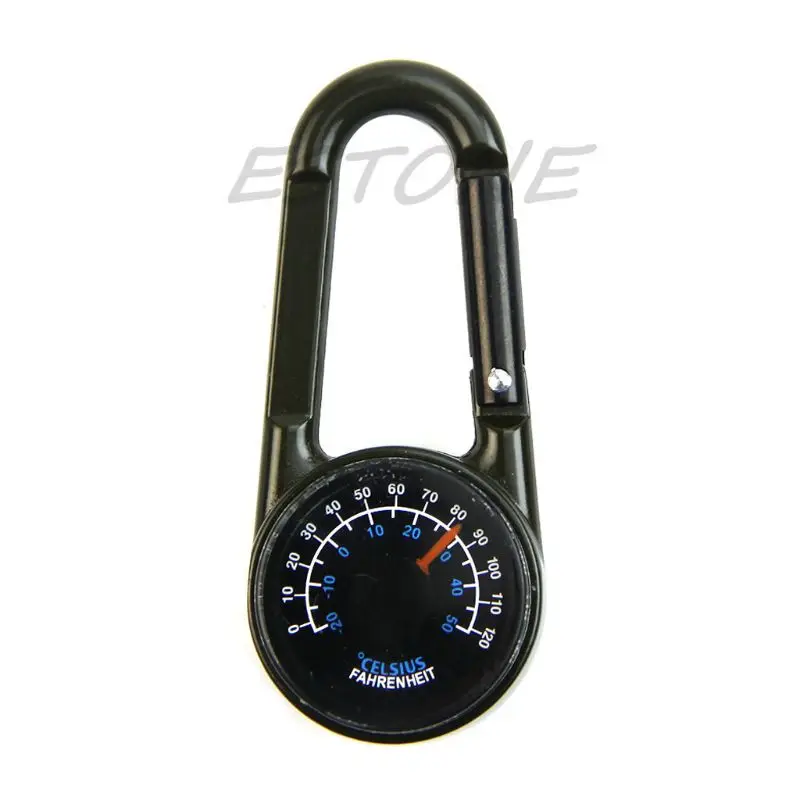 Outdoor Multifunctional Hiking Metal Carabiner Mini Thermometer Keychain 448D