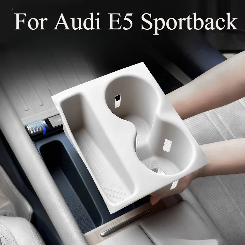 

For Audi E5 Sportback Center Console Cup Holder Coaster & Storage Tray Liners Set, Anti-Slip Silicone Rubber Mat Pad