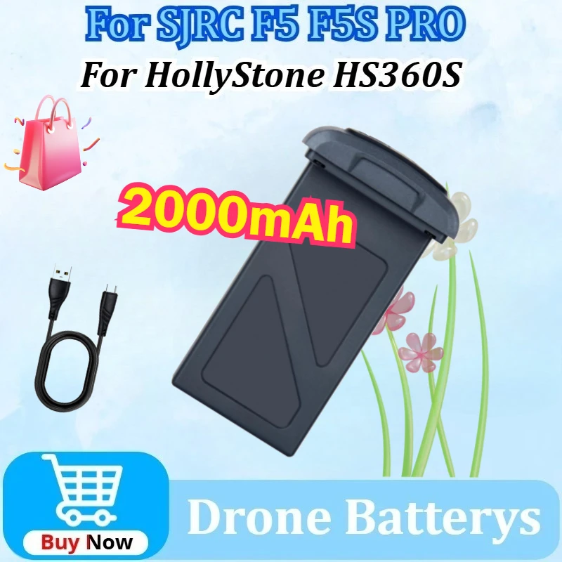 

New 7.4V 2000mAh Drone Intelligent Battery with USB Charging Cable for SJRC F5 F5S PRO for HollyStone HS360S RC Quadcopter