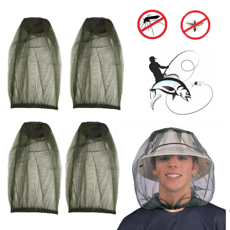 1PC Outdoor Head Mosquito Net Anti Mosquito Insect Hat Fishing Hat Head Protector Mesh Safe Travel Camping Mesh Head Net