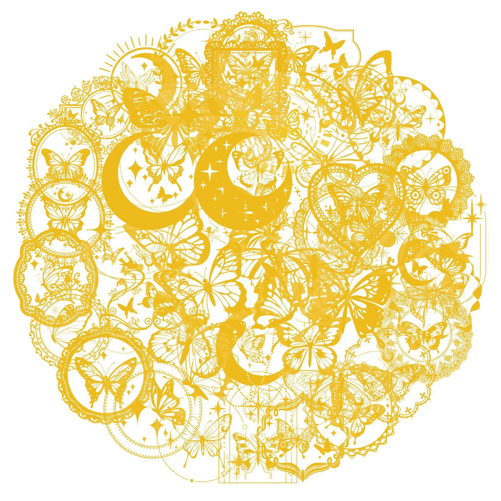 50Pcs Yellow Butterfly Moon PE - огляд і ціна Yellow Laptop Accessories