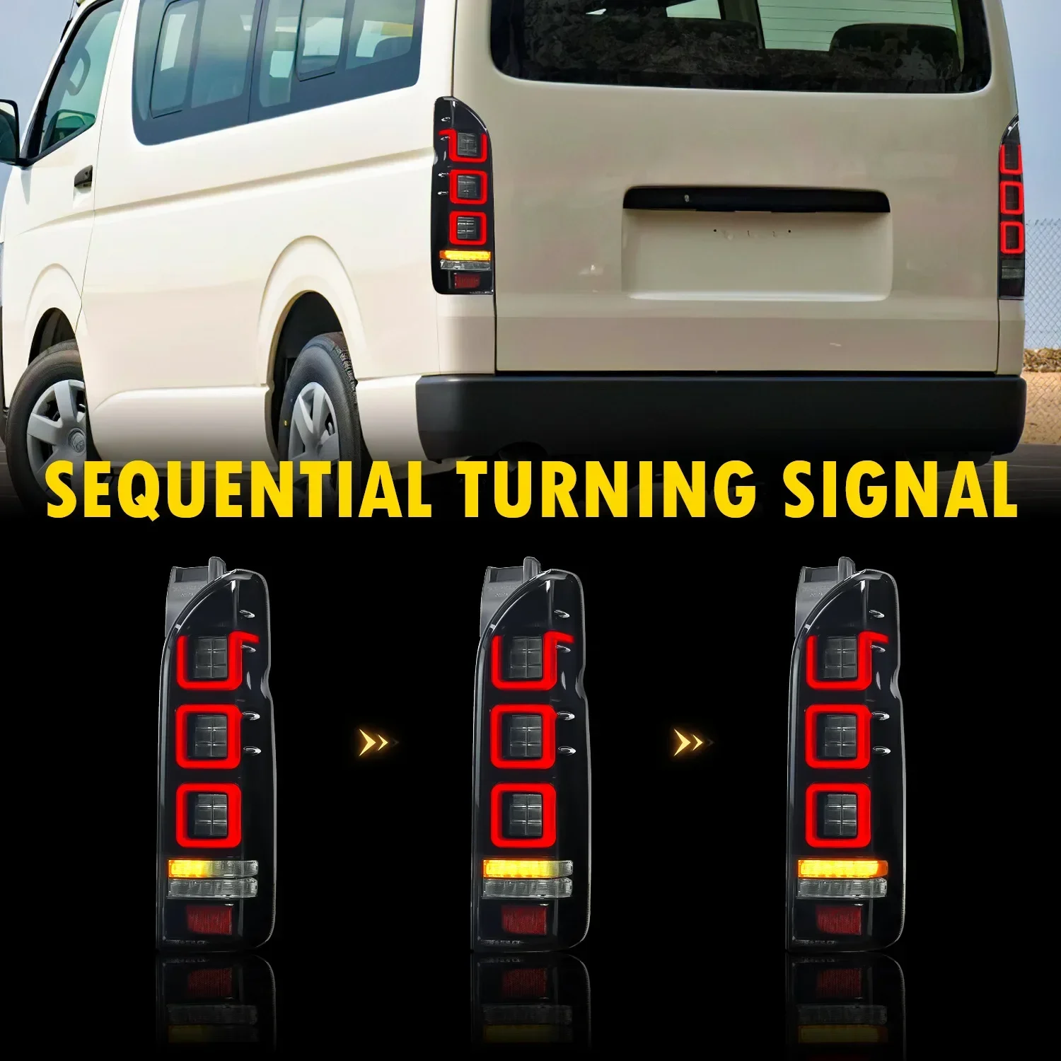 LED Tail Light Assembly for Toyota Hiace 2005 2006 2007 2008 2009 2010 2011 2012 2013 2014 2015 2016 2017 2018 Taillight Brake