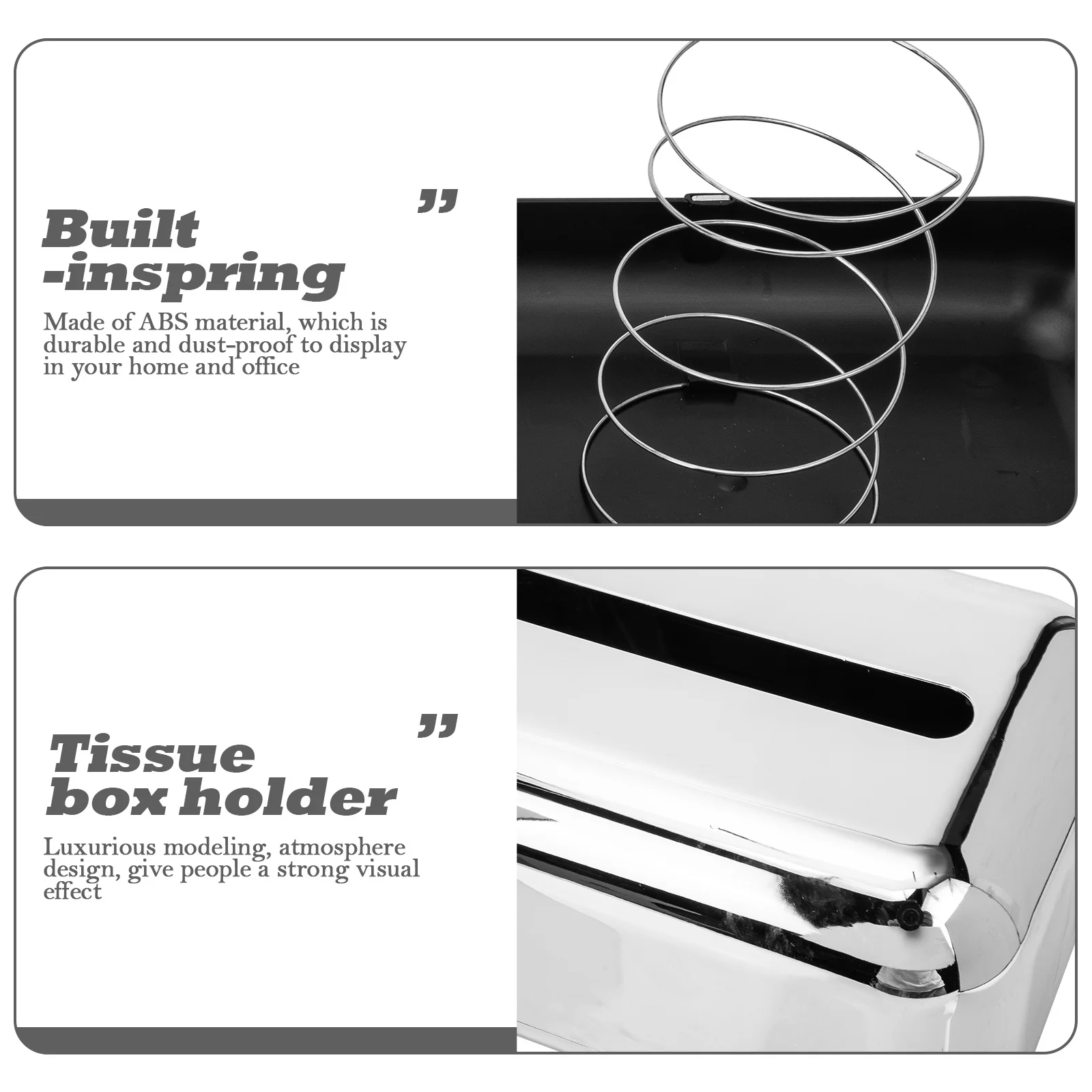 صندوق مناديل ABS حامل أنيق، صندوق تخزين مزخرف خفيف الوزن للمنزل والمكتب وغرفة النوم وغرفة النوم #5