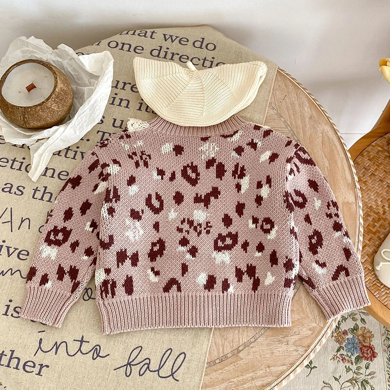 Newborn Baby Girls Long Sleeve Sweet Lace Print Knit Cardigan Coat Autumn Infant Kids Baby Girls Children Clothes Coat