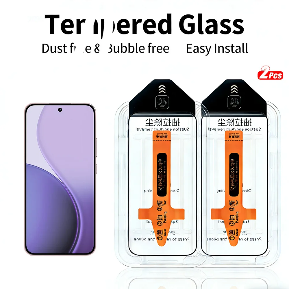 2pcs Tempered Glass for OPPO Reno14 Pro/F Reno 14 Pro 14F 13 13F 12F 11F 13FS 12FS Screen Protector One-Touch Install