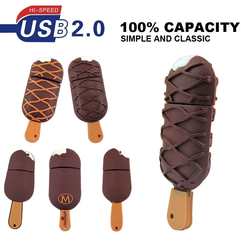 Chocolate Ice Cream Cartoon USB2.0 Flash Drive 4GB 8GB Memory Stick 64GB Pen Drive 32GB 16GB U Disk 128G Memoria Cle Gift minion