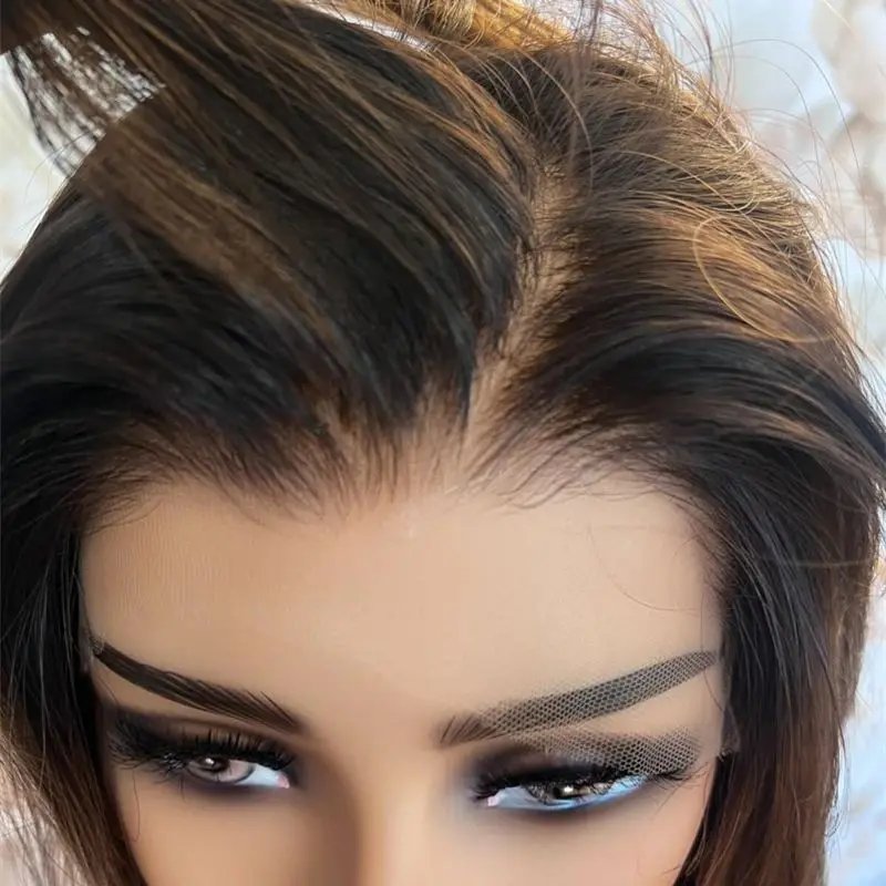 

Ombre Chocolate Brown HD Lace Front Wig Top Synthetic Lace Front Wig Medium Long Straight Wig 13x4 Free Part Wig Cosplay Party