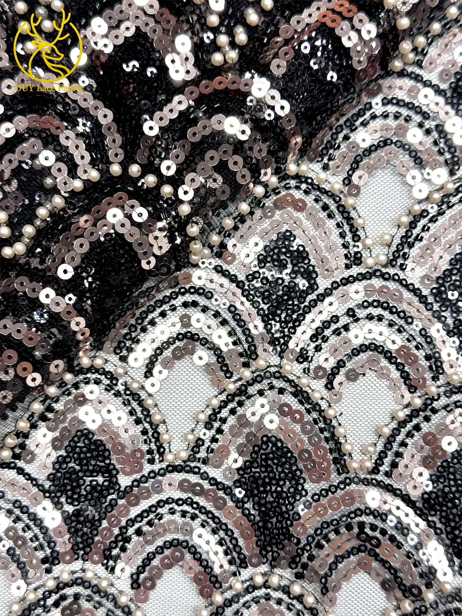 2026 Luxuriöser Afrikanischer Perlen-Spitzenstoff 5 Yards Hochwertiger Nigerianischer Französischer Pailletten-Tüll-Spitzenstoff Ideal für Hochzeiten und Bankette – Detail 32