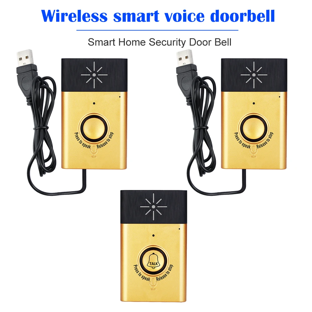 Wireless Voice Intercom Doorbell 2-way Talk Monitor with 1*Outdoor Unit Button 1* Indoor Unit Receiver Home Security Door Bell