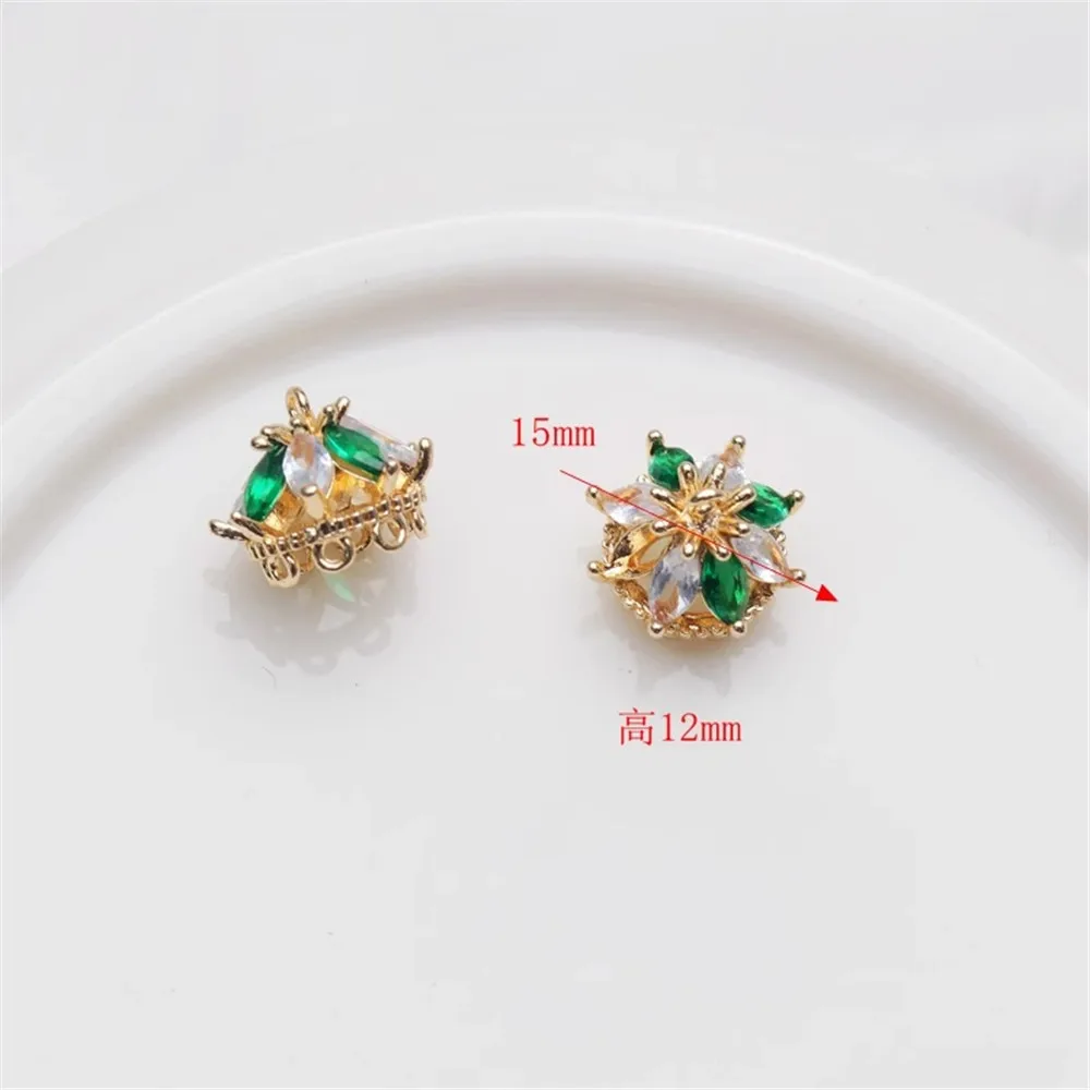 14K Gold Color Inlaid Zircon Pendants, Various Pendants, Wings, Love, Five-petal Bracelet, Necklace, DIY Jewelry Accessories image 3