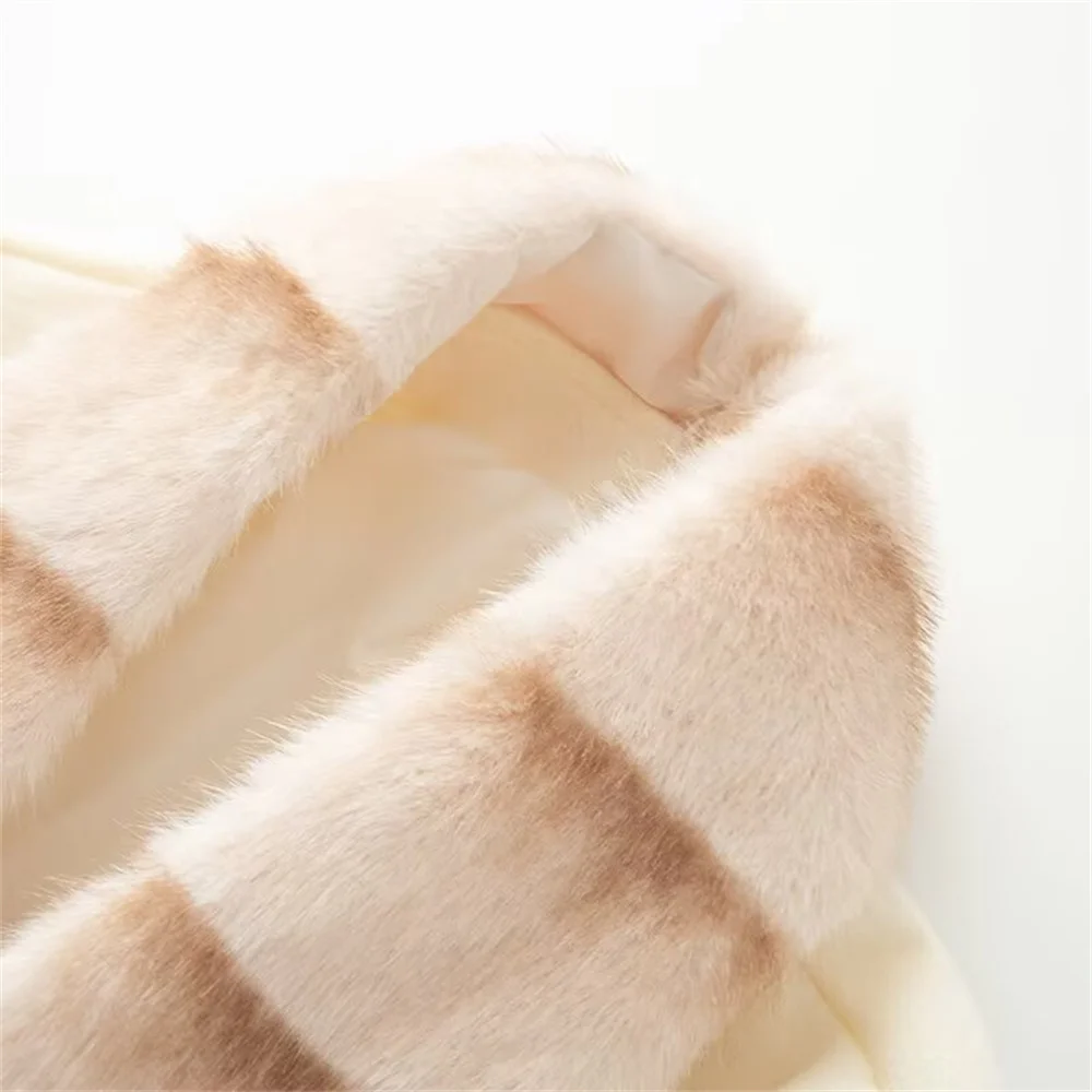 New autumn and winter women's clothing with belt temperament imitation fur fur collar medium long woolen coat jacket