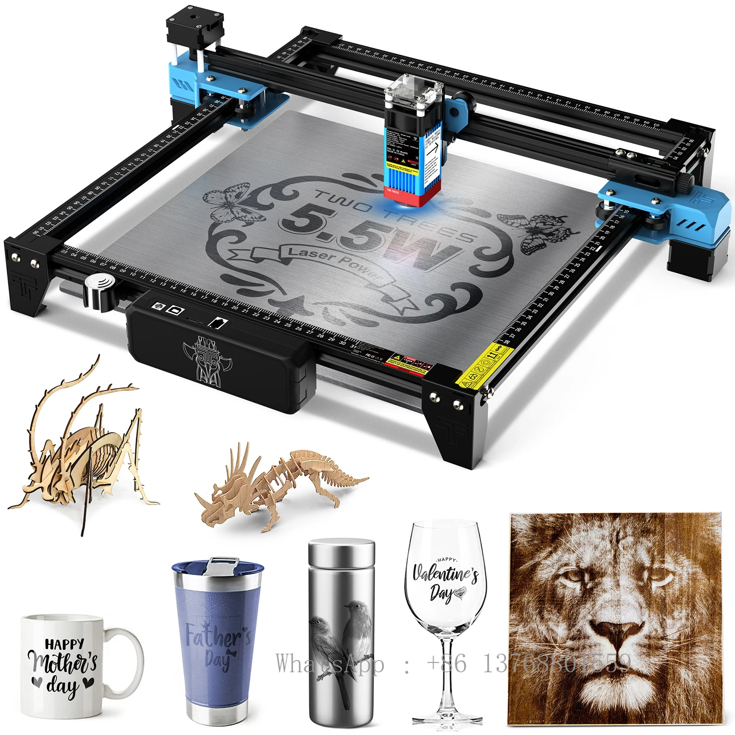 TWOTREES Customizable Laser Cutting Machine TTS 5.5 Aluminum Profile+plastic Parts Easy Assembly Design Laser Engraver